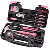 Cartman Pink 39-Piece Tool Set - General Household Hand Tool Kit with Plastic Toolbox Storage Case