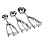 Behomy wqrqw-70 Stainless Steel Ice Cream, Easy Trigger Cookie Water Melon Scoop Set of 3(Small,Medium,Large), 4-6cm, Silver