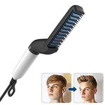 Electric Hair Straightener Brush,Men Quick Beard Straightener Styler Comb,Hair Straightening,Curly Hair Straightening Comb,Side Hair Detangling,Multifunctional Hair Curling Curler (White)