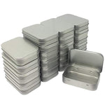 24 Pack Metal Rectangular Empty Hinged Tins Box Containers Mini Portable Box Small Storage Kit, Home Organizer, 3.75 by 2.45 by 0.8 Inch Silver