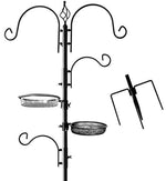 Deluxe Bird Feeding Station for Outdoors: Bird Feeders for Outside - Multi Feeder Pole Stand Kit with 4 Hangers, Bird Bath and 3 Prong Base for Attracting Wild Birds - 22 Inch Wide x 92 Inch Tall