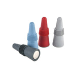Wine and Beverage Bottle Stoppers Set of 4, Assorted Colors, Silicone with Grip Top Maintains Vacuum for Long Lasting Freshness. Easy to Use, Essential Beverage Accessory