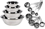 Kitchen Mission Stainless Steel Mixing Bowls 1.5,3,4, and 5 Quart. Plus Measuring Cup and Spoon Sets, Set of 6 (Complete Set)