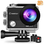 Crosstour 4K Action Camera 16MP WiFi Underwater Cam 30M Waterproof Case Sports Camera with Remote Control 2 Batteries and 19 Mounting Accessories