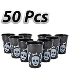 50 "Happy Halloween" Disposable cups, Party Supplies Tableware, Blake and White, Grate party favor, By 4E’s Novelty,