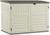 Suncast 5' x 3' Horizontal Stow-Away Storage Shed - Natural Wood-like Outdoor Storage for Trash Cans and Yard Tools - All-Weather Resin, Hinged Lid, Reinforced Floor - Vanilla and Stoney