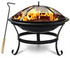 Sorbus Fire Pit Bowl 22", Includes Mesh Cover, Log Grate, Curved Legs, and Poker Tool, Great BBQ Grill for Outdoor Patio, Backyard, Camping, Picnic, Bonfire, etc (Black Fire Pit Bowl 22”)