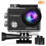 Crosstour CT7000 Action Camera 1080P 12MP WiFi Underwater Sports Cam 170 Degree Ultra Wide-Angle with 2 PCS Rechargeable Batteries and Mounting Accessories Kit