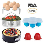 BAYKA Instant Pot Accessories Set with Stainless Steel Steamer basket, Non-stick Springform Pan, Egg Bites Molds, Steamer Rack, Mini Mitts, Fits 6,8 Qt Instant Pot, Ideal 5 pcs Set for Pressure Cooker