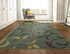 Ottomanson Otto Home Contemporary Leaves Design Modern Area Rug Hallway Runner, 2'7" X 9'10", Sage Green/Aqua Blue