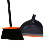 TreeLen Angle Broom and Dustpan, Dust Pan Snaps On Broom Handles - Orange