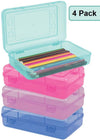 1InTheoffice Pencil Box, Translucent"Assorted Colors" (4 Pack) (Light Colored)