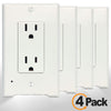 4Pack LED Night Light Outlet Cover Plate-No Wires Or Batteries,Light Sensor Auto-On LED Guidelight,Install In a Snap,Outlet Wall Plate With 0.3W High Brightness Night Light (White,Duplex)