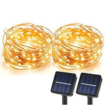 Solar String Lights, Sunlitec 100 LEDs Starry String Lights, Copper Wire Solar Lights Ambiance Lighting for Outdoor, Gardens, Homes, Dancing, Christmas Party 2 Pack by Sunlitec