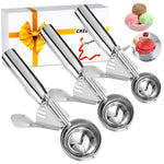 Cookie Scoop, Ice Cream Scoop, Cookie Scooper with Trigger Large Medium Small Ice Cream Scoopers, 18/8 Polished Stainless Steel Melon Ballers Cookie Scooper - Gift Package (New Set of 3)
