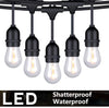 FOXLUX Outdoor String Lights - 48 ft Shatterproof and Waterproof Heavy-Duty LED Outdoor Lights - 15 Hanging Sockets, 1 W Plastic Bulbs - Create Ambience for Patio, Backyard, Garden, Bistro, Cafe