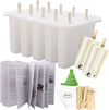 Goging Homemade Popsicle Molds Shapes, Silicone Frozen Ice Popsicle Maker-BPA Free, with 50 Popsicle Sticks, 50 Popsicle Bags, Funnel and Ice Pop Recipes(10 Cavities)