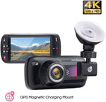 Dash Cam, UltraDash Real 4K UHD@30fps, GPS Magnetic Charging Mount, 16M HDR High-end Night Image Sensor, 8 Layers Glass F1.8 140 Degree Wide Angle Lens, G-Sensor, 2.7 Inch LCD, Super Capacitor