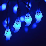 LEVIITEC Solar Halloween Decorations String Lights, 30 LED Waterproof Cute Ghost LED Holiday Lights for Outdoor Decor, 8 Modes Steady/Flickering Lights [Light Sensor] 19.7ft Blue