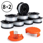 X Home Weed Eater Replacement Spools Compatible with Black Decker AF-100 LST420 GH900 String Trimmer, 30ft 0.065 inch Edger Spools Refills Line Parts, RC-100-P Covers (8 Spools, 2 Caps, 2 Springs)