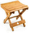 URFORESTIC 100% Natural Bamboo Folding Stool for Shaving Shower Foot Rest 12",Fully Assembledl