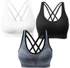 AKAMC 3 Pack Women's Medium Support Cross Back Wirefree Removable Cups Yoga Sport Bra