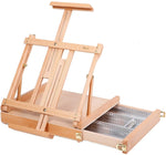 MEEDEN Studio Sketchbox Table Easel with Metal Lined Drawer - Adjustable Solid Beech Wood Tabletop Easel & Sketchbox Artist Easel with Storage