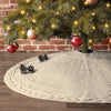 LimBridge Christmas Tree Skirt, 48 inches Buffalo Plaid Knitted Thick Heavy Yarn Rustic Xmas Holiday Decoration, Cream Burgundy