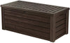 Keter Westwood Plastic Deck Storage Container Box Outdoor Patio Garden Furniture 150 Gal, Brown