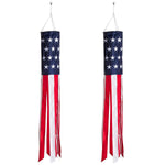 Homarden 40 Inch American Flag Windsock (Set of 2) - Outdoor Hanging 4th of July Decor - Premium Materials with Embroidered Stars - Fade Resistant Wind Socks for All Weather