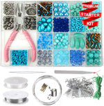 Gemybeads Jewelry Making Supplies - Jewelry Making Kits for Adults, Teens, Girls, Beginners, Women - Includes Instructions, Tools, Beads, Charms for Necklace, Earring, Bracelet Making Kit - Turquoise Set