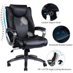 VANBOW Leather Memory Foam Office Chair - Adjustable Lumbar Support Knob and Tilt Angle High Back Executive Computer Desk Chair, Thick Padding for Comfort Ergonomic Design for Lumbar Support, Black