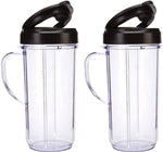 2 Bullet On The Go Mugs for Magic Bullet with Flip Top Travel Lids