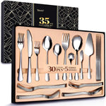 Silverware Set Flatware Set Mirror Teivio Polished, Service for 6, Include Knife/Fork/Spoon with Gift Box (Silver