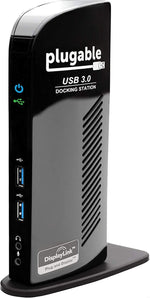 Plugable USB 3.0 Universal Laptop Docking Station for Windows (Dual Video HDMI and DVI/VGA, Gigabit Ethernet, Audio, 6 USB Ports)