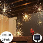 PXB 200LED Hanging Lights, Battery Operated Starburst Lights, 8 Modes Dimmable Remote Control, Waterproof Fairy Lights, Copper Wire Lights, Indoors Outdoors Patio Christmas Decoration (Warm White)