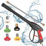 PP PROWESS PRO High Pressure Washer Gun 4000 PSI M22 x 14mm Inlet Fitting with 21 Inch Extension Wand Lance & 5 Quick Connect Nozzles