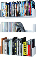 Wallniture Bali U Shape Bookshelves - Wall Mountable Metal CD DVD Storage Rack White Set of 3