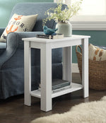 SoSo-BanTian1989 White Finish 2-Tier Chair Side End Table with Shelf