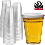 200 Clear Plastic Cups | 16 oz Plastic Cups | Clear Disposable Cups | PET Cups | Plastic Water Cups | Plastic Beer Cups | Clear Plastic Party Cups |Crystal Clear Cups