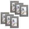 TWING Picture Frames Wood Pattern 4x6 High Definition Glass Tabletop or Wall Rustic Photo Frame for Table Top and Wall Display,Log Stripe Photo Frames,6 Pack (Light&Brown)