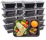 Durahome - Meal Prep Containers, 10-Pack 2 Compartment, BPA Free Food Storage Container with Lids, Portion Control, 30oz.