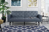 Modern Tufted Bonded Leather Sleeper Futon Sofa with Nailhead Trim in White, Black (Black)